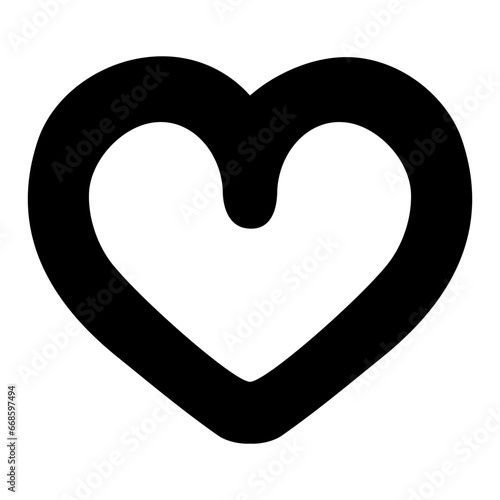 Heart. Romantic symbol of love. Sketch. Vector illustration. Hand drawn love sign with thick line. Doodle style. Outline on isolated background. Idea for web design, invitations.