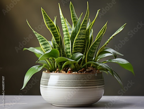 Sansevieria Trifasciata Prain - Elegant Snake Plant in Modern Setting - Aloe vera plant photo