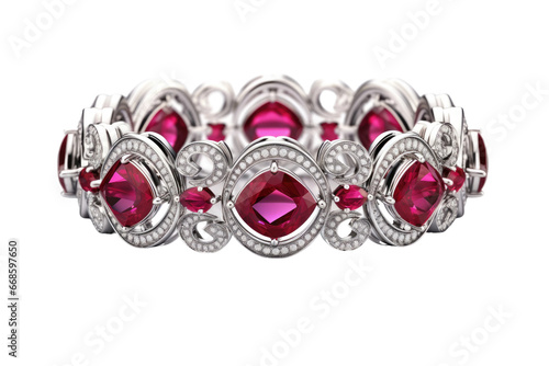 Exquisite Ruby Bracelet Isolated On Transparent Background.