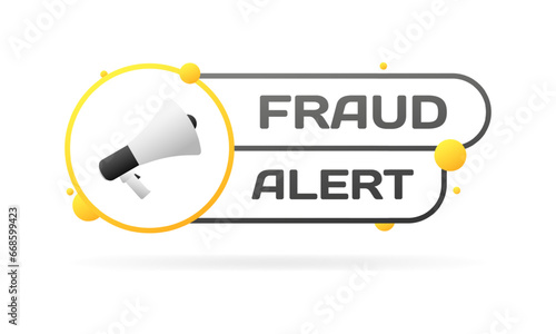 Fraud alert sign. Flat, megaphone in a circle, fraud alert icon, alert sign. Vector icon