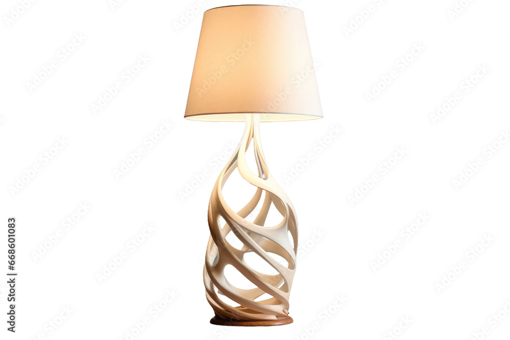 White Table Lamp Isolated On Transparent Background.