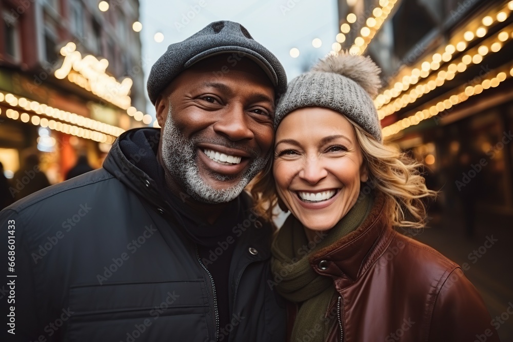 Multiethnic couple taking selfie. AI Generated. Multiethnic couple taking selfie. AI Generated.