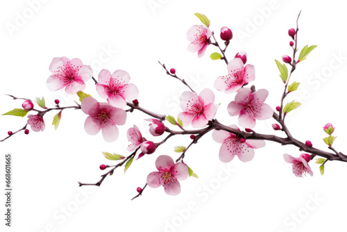 Celebrating Chinese New Year with Vibrant Plum Flowers Isolated On Transparent Background.