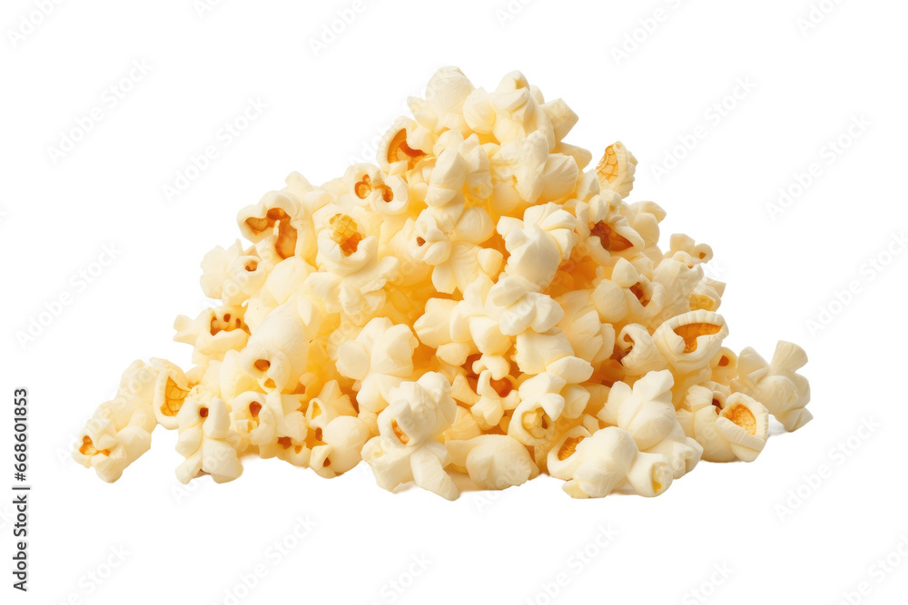 Cheesy White Cheddar Popcorn Delicacy Isolated On Transparent Background.