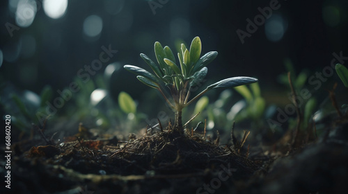 a growing plant from the ground