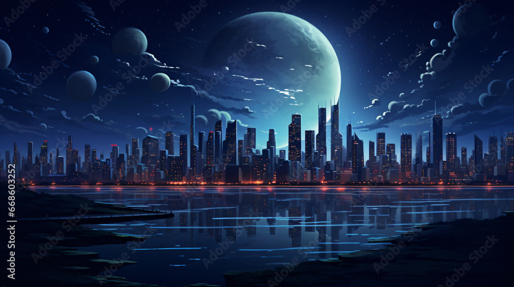 Night landscape skyline
