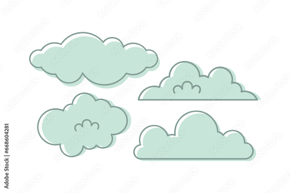 vector set of different clouds in doddle style vector set of different clouds in doddle style