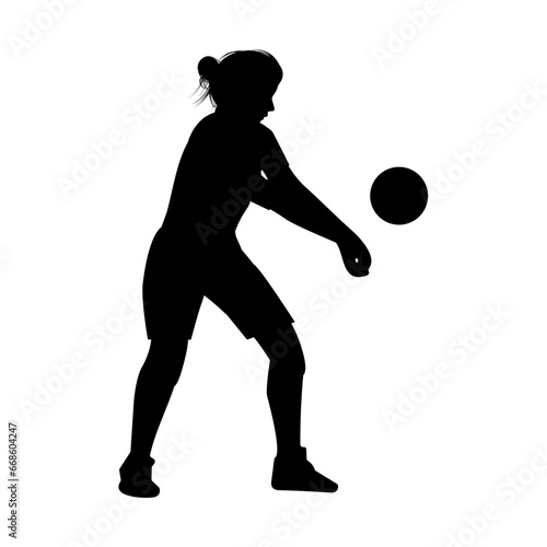 cute girl play volleyball silhouette