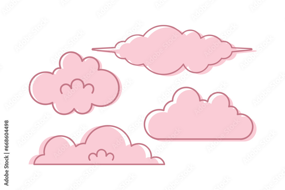 vector set of different doodle clouds