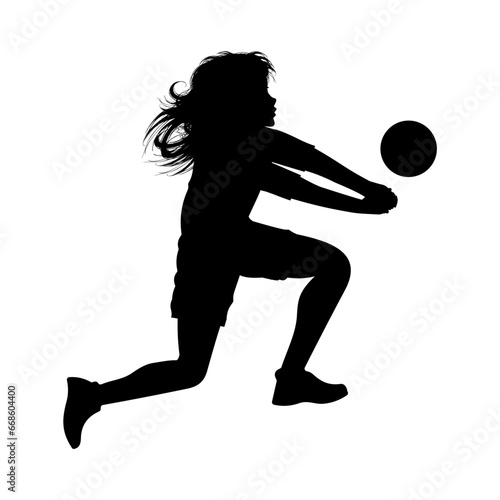 cute girl play volleyball silhouette