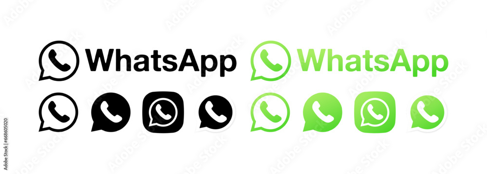 WhatsApp logos icons. Editorial WhatsApp logos. Phone handset icons in ...