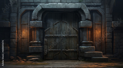 Old scary door dungeon stone