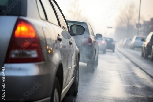 car exhaust pipe producing dense smog © altitudevisual