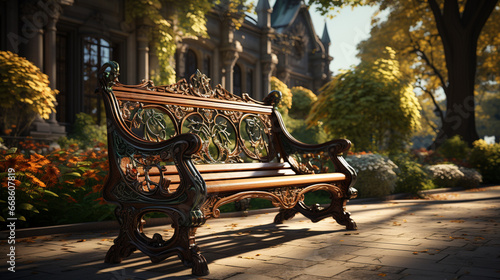 Fototapeta Naklejka Na Ścianę i Meble -  Wooden park bench.