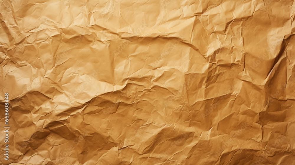 Brown crumpled recycle paper texture background. Craft beige paper backdrop. Generative AI Brown crumpled recycle paper texture background. Craft beige paper backdrop. Generative AI