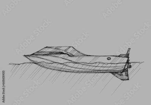 motor boat, sketch - digital painting 