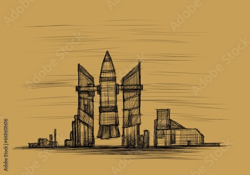 rocket, sketch - digital painting 