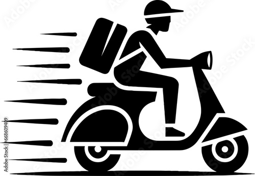 Delivery Man with Scooter Pictogram Icon