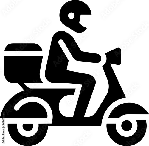 Delivery Man with Scooter Pictogram Icon