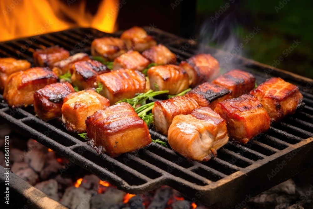 pork belly roasted on an old-fashioned brick barbecue pork belly roasted on an old-fashioned brick barbecue