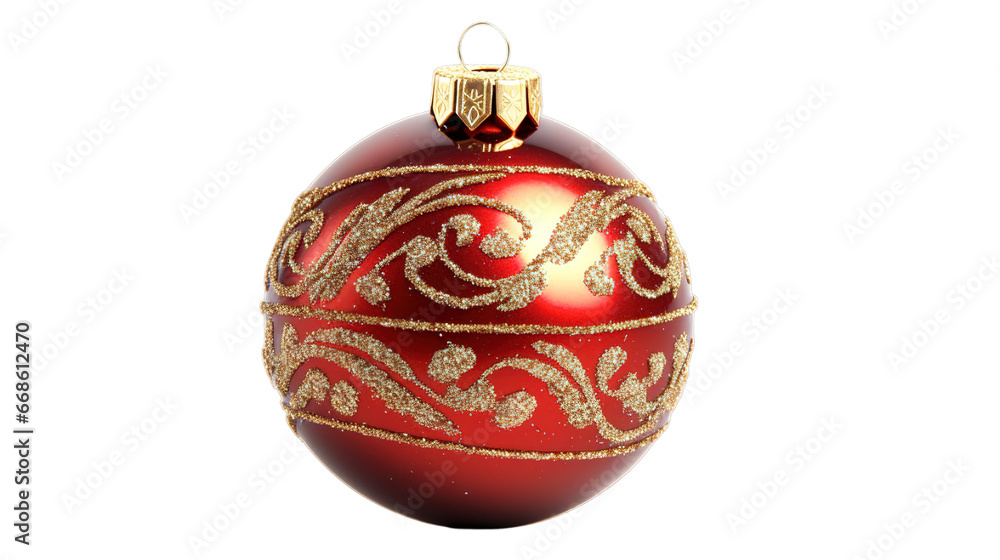 Christmas red baubles isolated on transparent background, Generative ai. Christmas red baubles isolated on transparent background, Generative ai.