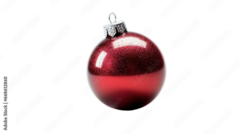 Christmas red baubles isolated on transparent background, Generative ai. Christmas red baubles isolated on transparent background, Generative ai.
