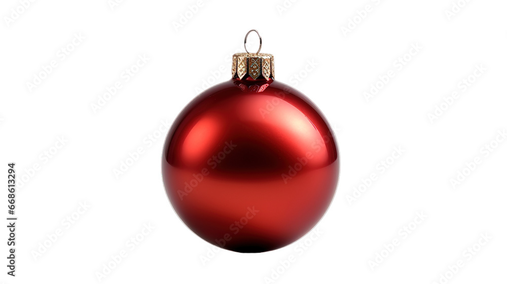 Christmas red baubles isolated on transparent background, Generative ai. Christmas red baubles isolated on transparent background, Generative ai.