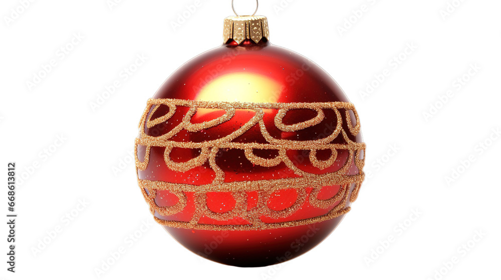 Christmas red baubles isolated on transparent background, Generative ai. Christmas red baubles isolated on transparent background, Generative ai.