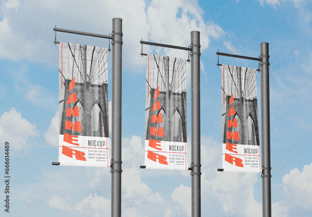 Set Street Banners Mockup Stock Template | Adobe Stock