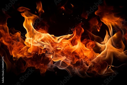 Fiery Flames in Isolation: Black Background