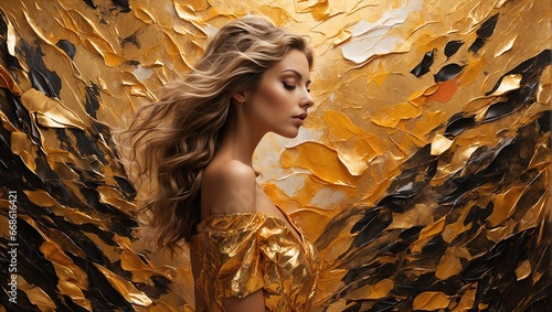 Wallpaper Mural portrait of a woman, golden background Torontodigital.ca