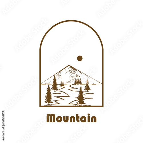 Retro mountain theme logo, kelsik