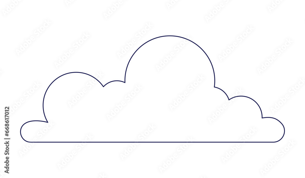 Outlined cloud black and white 2D line cartoon object. Cloudy weather isolated vector outline item. Simplicity cloudscape natural. Computing wireless monochromatic flat spot illustration Outlined cloud black and white 2D line cartoon object. Cloudy weather isolated vector outline item. Simplicity cloudscape natural. Computing wireless monochromatic flat spot illustration