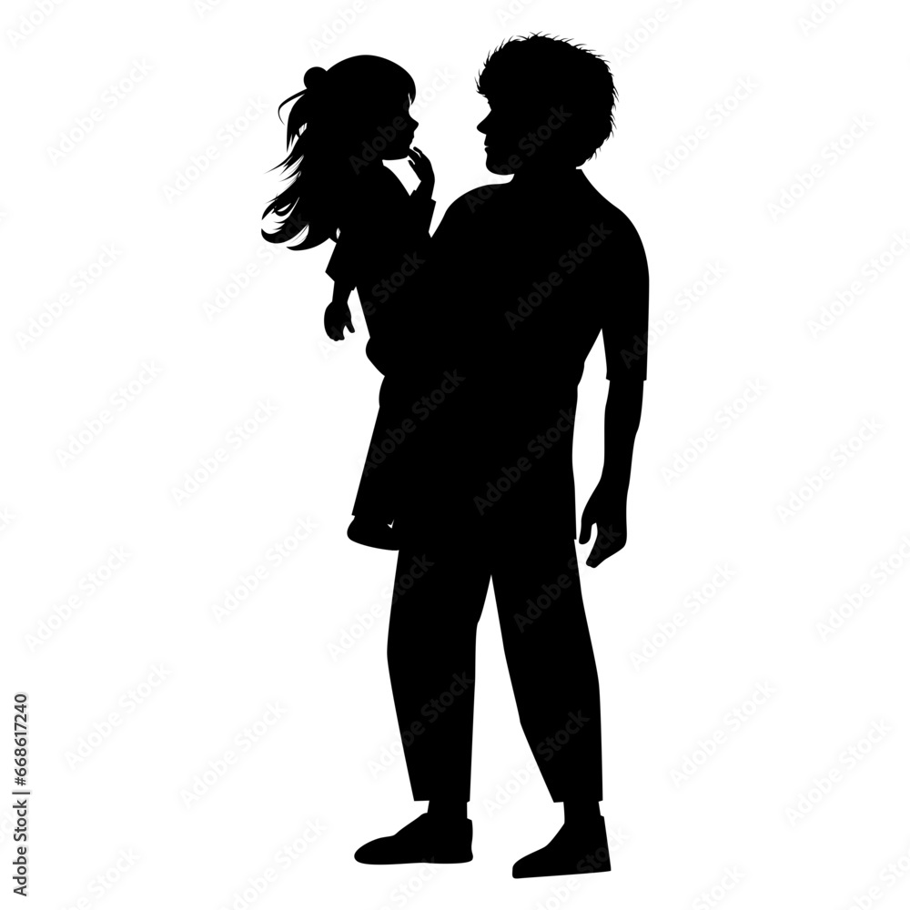 cute father and daughter silhouette