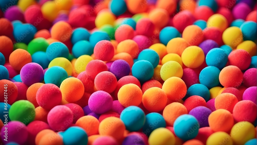 Top view of rainbow gradient bright soft balls background Top view of rainbow gradient bright soft balls background