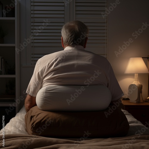 a man sitting on bed