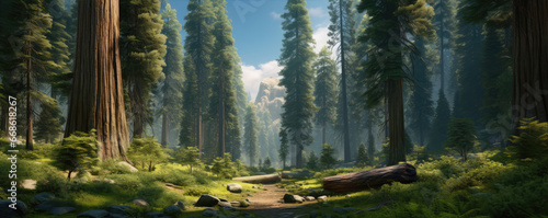 Giant sequoia majestic trees, copy space for text © Sabrewolf