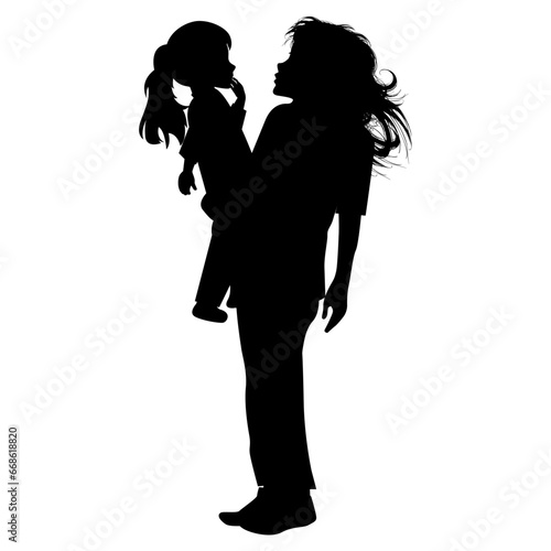 silhouette of mother and daughter