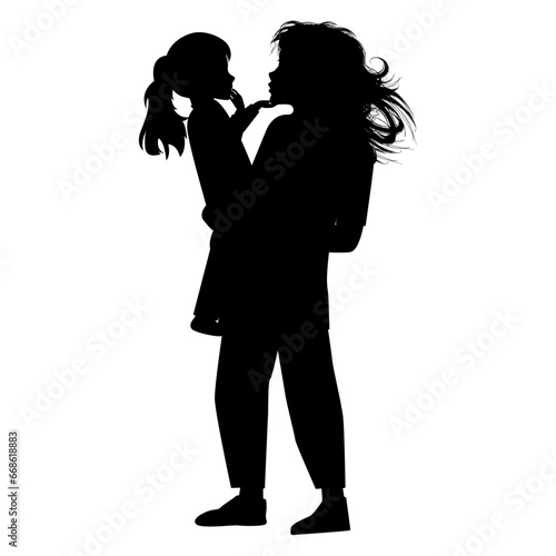 silhouette of mother and daughter