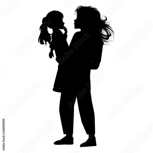 silhouette of mother and daughter