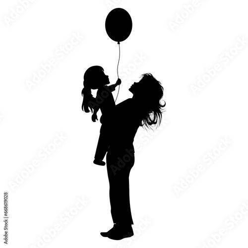 silhouette of mother and daughter