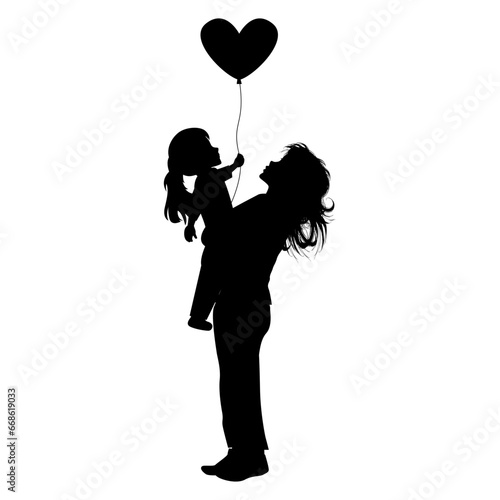 silhouette of mother and daughter