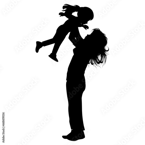 silhouette of mother and daughter