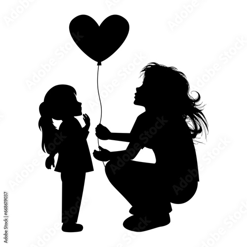 silhouette of mother and daughter