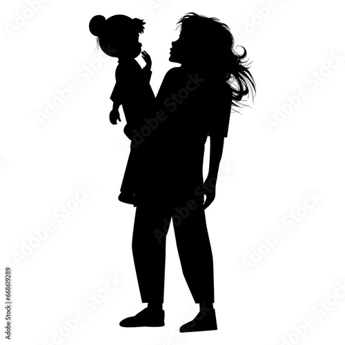 silhouette of mother and daughter