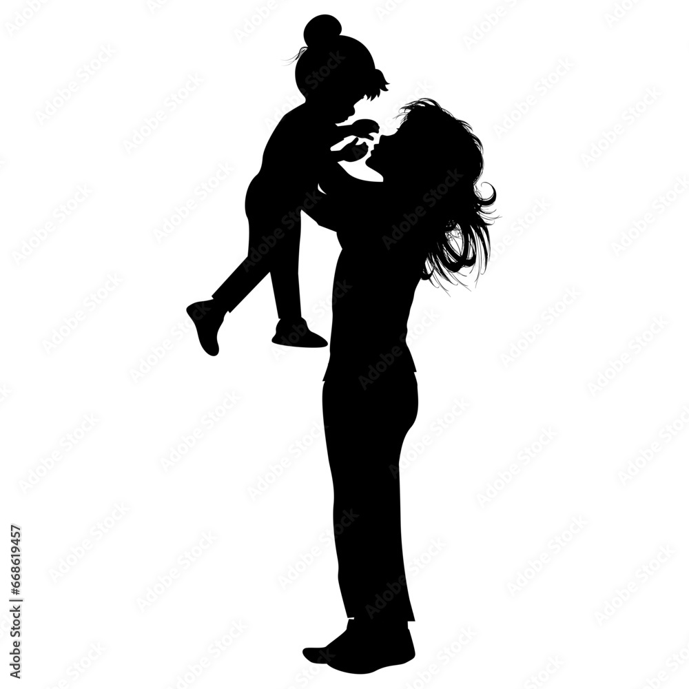 Fototapeta premium silhouette of mother and daughter