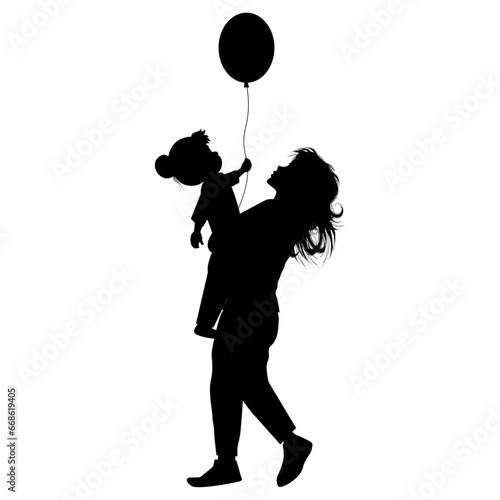 silhouette of mother and daughter