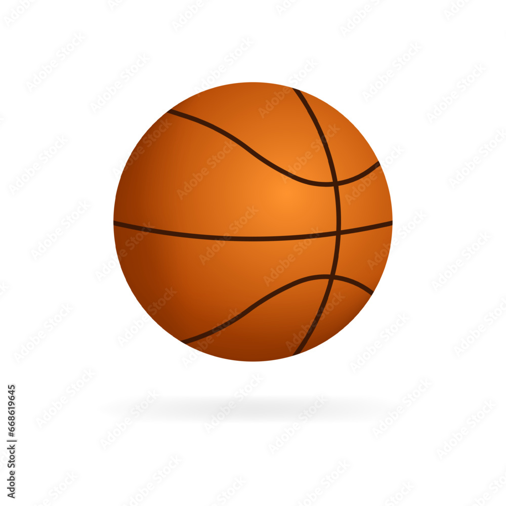 Basketball icon. Flat, brown, basketball ball with shadow, basketball ball icon. Vector icon