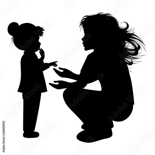 silhouette of mother and daughter