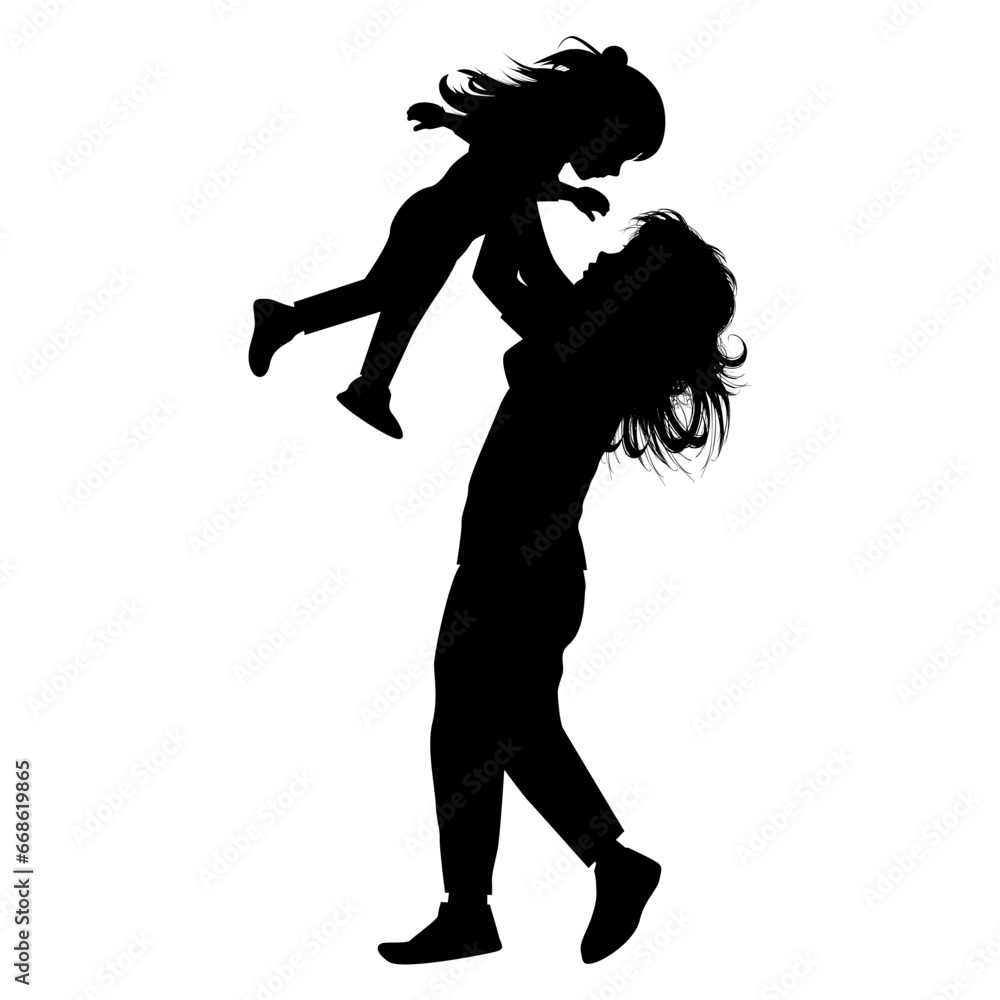 silhouette of mother and daughter silhouette of mother and daughter